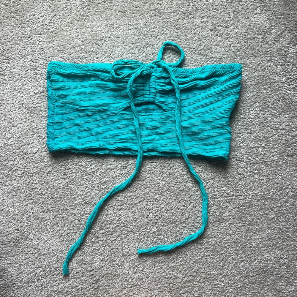 SHEIN Teal Tube Top with Tie Detail
